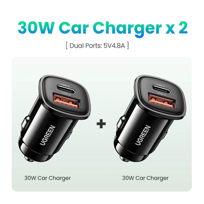 USB Car Charger 30W Quick Charge 4.0 QC4.0 QC3.0 PD Type C Fast Car USB Charger for Iphone 14 Xiaomi Mobile Phone