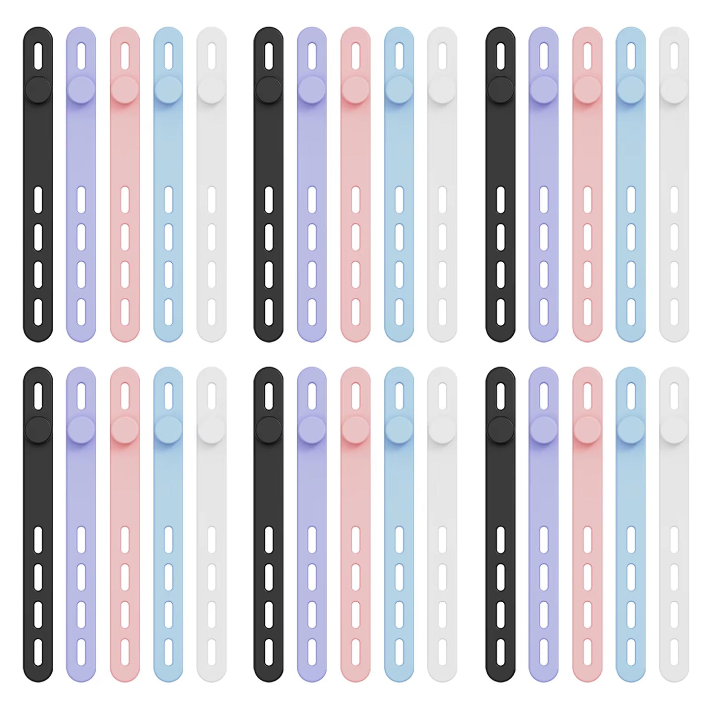 30Pcs Silicone Cable Ties Adjustable Cable Straps Cord Organizer Reusable Cable Management Organizer Fastening Cable Straps