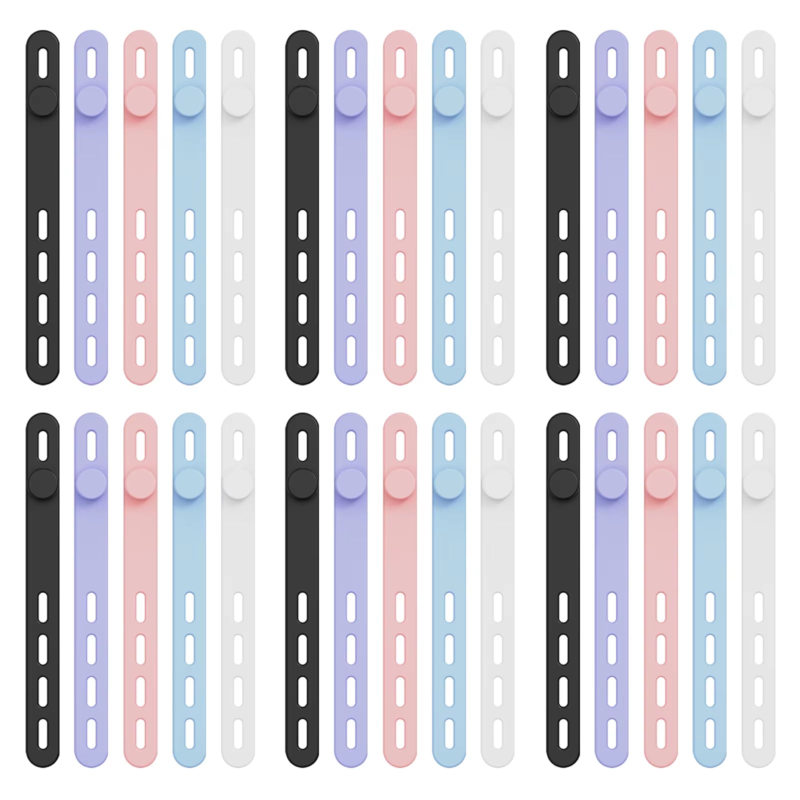 30Pcs Silicone Cable Ties Adjustable Cable Straps Cord Organizer Reusable Cable Management Organizer Fastening Cable Straps