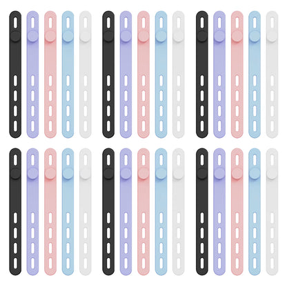 30Pcs Silicone Cable Ties Adjustable Cable Straps Cord Organizer Reusable Cable Management Organizer Fastening Cable Straps
