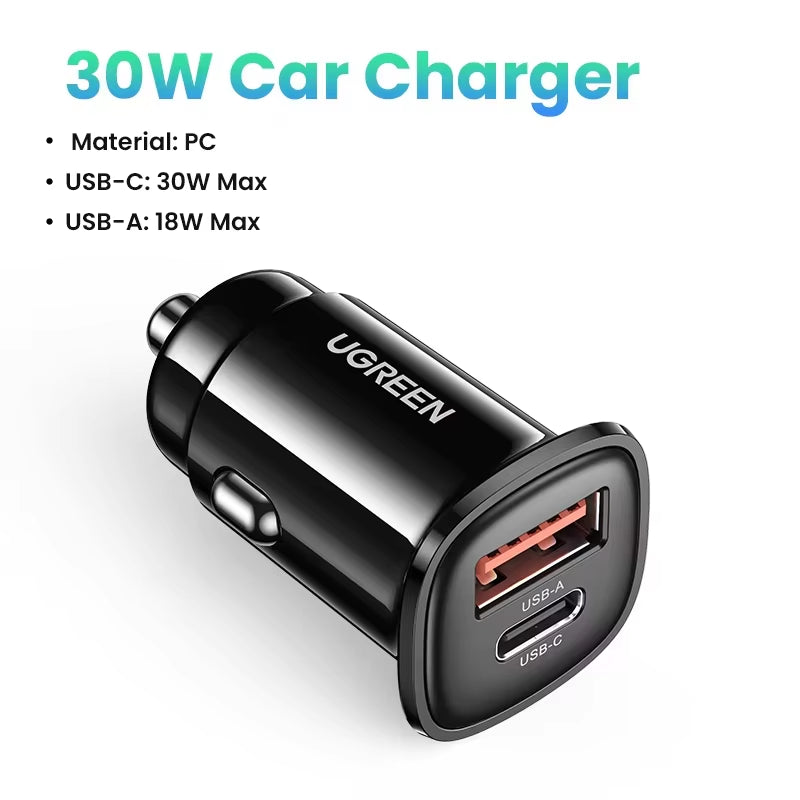 Car Charger Type C Fast USB Charger for Iphone 17 16 15 Xiaomi Car Charging Quick 4.0 3.0 Charge Mobile Phone PD Charger