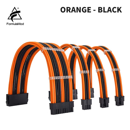 Formulamod NCK2 Series PSU Extension Cable Kit , Solid Color Cable Mix Combo 300Mm Atx24Pin Pci-E8Pin Cpu8Pin with Combs