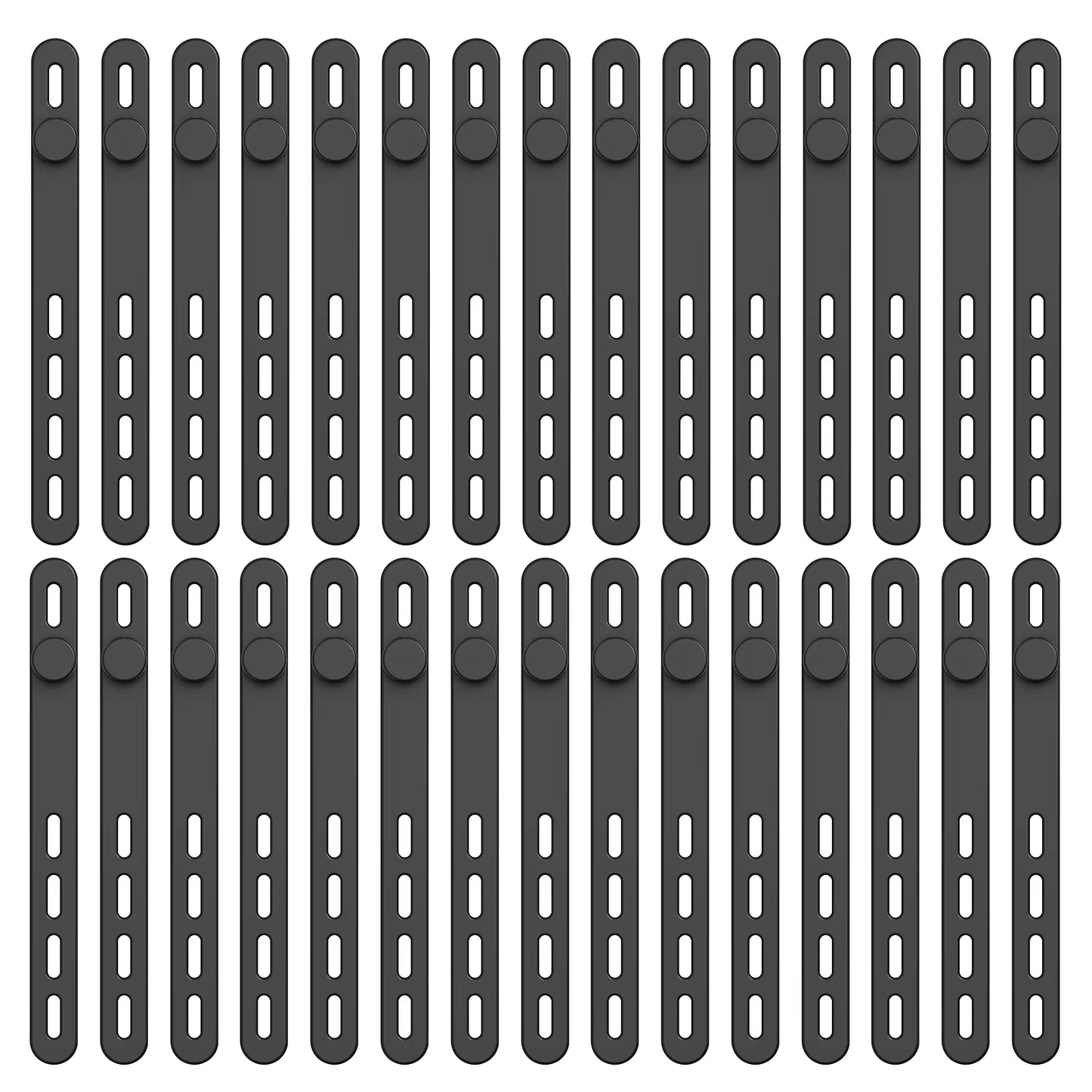 30Pcs Silicone Cable Ties Adjustable Cable Straps Cord Organizer Reusable Cable Management Organizer Fastening Cable Straps