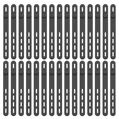 30Pcs Silicone Cable Ties Adjustable Cable Straps Cord Organizer Reusable Cable Management Organizer Fastening Cable Straps