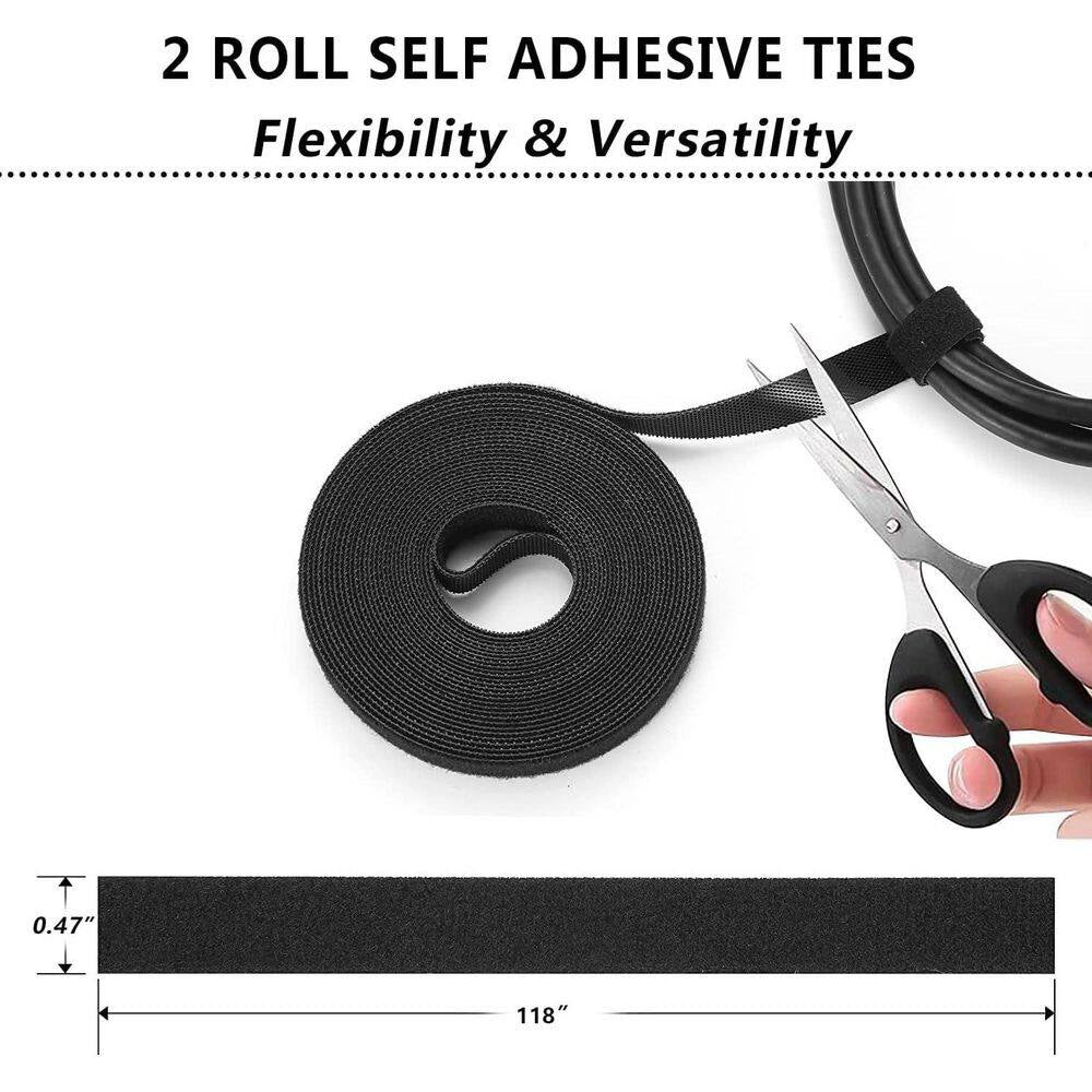 Cable Management Organizer Kit 311Pcs with Cable Sleeves, Ties for TV Office Home Electronics, Black and Transparent