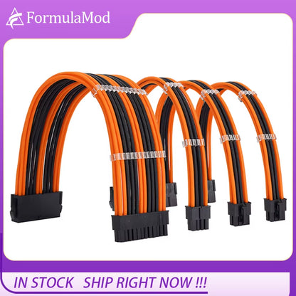 Formulamod NCK2 Series PSU Extension Cable Kit , Solid Color Cable Mix Combo 300Mm Atx24Pin Pci-E8Pin Cpu8Pin with Combs