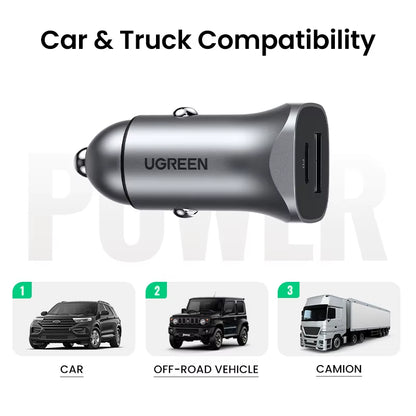 24W Car Charger Dual Port QC 4.0 3.0 Fast Charging for Iphone 17 16 15 Xiaomi Huawei Samsung Supercharge Type C Charger