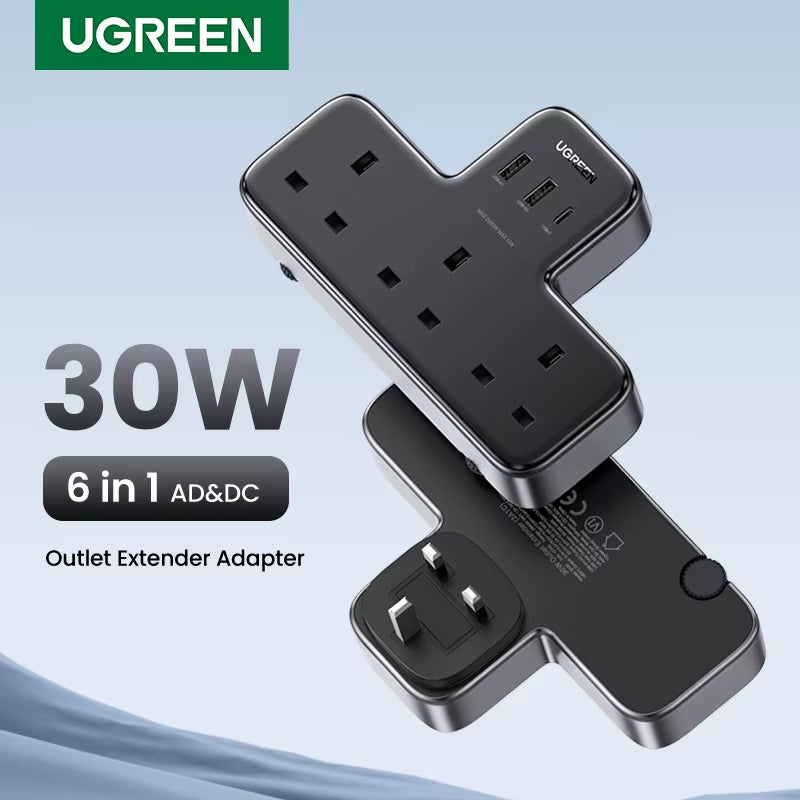 30W UK Plug Desktop Charger Power Strip Outlet Extension Adapter for Iphone 17 16 Pro Max Xiaomi Wall Fast Charger AD DC