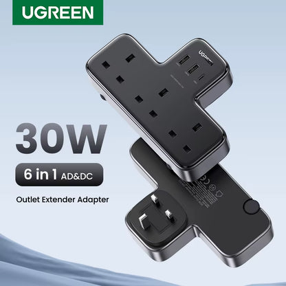 30W UK Plug Desktop Charger Power Strip Outlet Extension Adapter for Iphone 17 16 Pro Max Xiaomi Wall Fast Charger AD DC