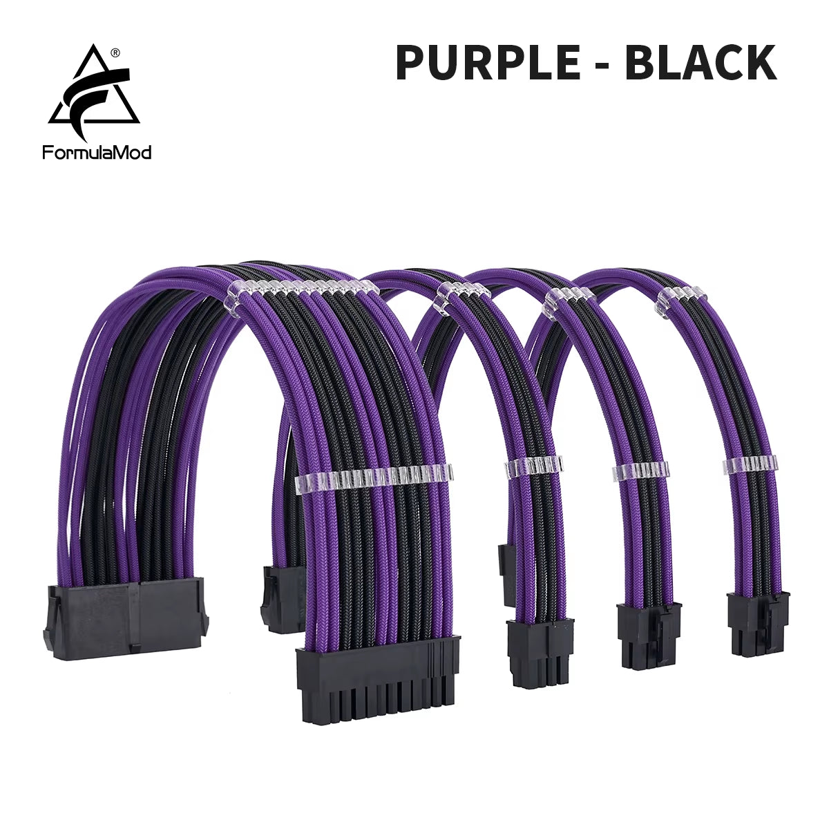 Formulamod NCK2 Series PSU Extension Cable Kit , Solid Color Cable Mix Combo 300Mm Atx24Pin Pci-E8Pin Cpu8Pin with Combs