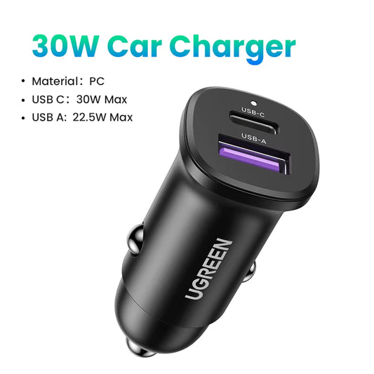 USB Car Charger 30W Quick Charge 4.0 QC4.0 QC3.0 PD Type C Fast Car USB Charger for Iphone 14 Xiaomi Mobile Phone