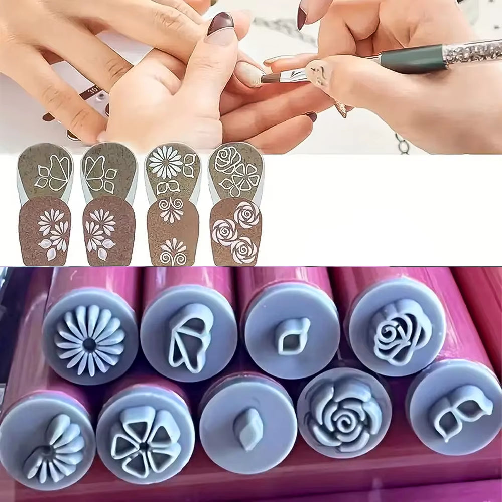 4/6/10Pcs Graffiti Drawing Nail Art Stamp Pen Set - DIY Nail Art Embellishment Flower Stamping Pens Nail Art Printing Templates
