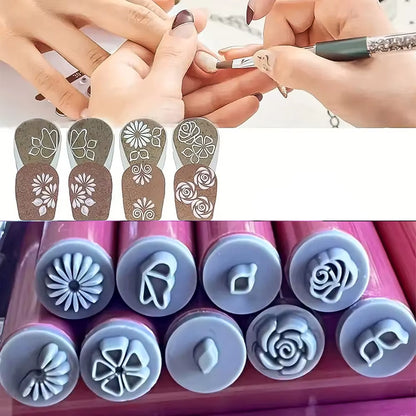 4/6/10Pcs Graffiti Drawing Nail Art Stamp Pen Set - DIY Nail Art Embellishment Flower Stamping Pens Nail Art Printing Templates