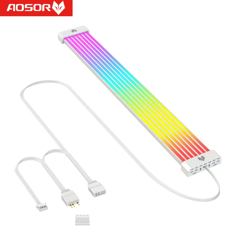 PSU Power Extension Cable 24 Pin Motherboard 5V ARGB Power Cable for PC Case Chassis Support ASUS Aura Sync Flexible Light Strip