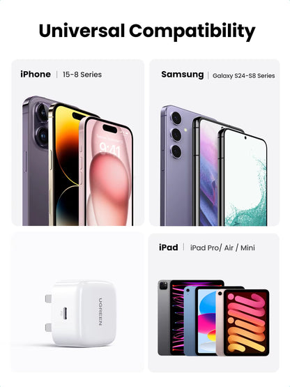 【UK Plug】 Quick Charge 4.0 3.0 QC PD Charger 20W USB Type C Fast Charger for Iphone 15 14 13 Pro Xiaomi Phone PD Charger
