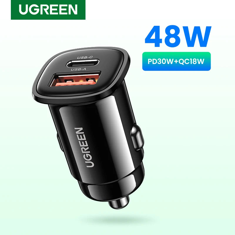 Car Charger 30W PD Quick Charge QC4.0 3.0 SCP Type C Fast USB Car Charger for Iphone 14 13 12 Xiaomi Mobile Phone Charger