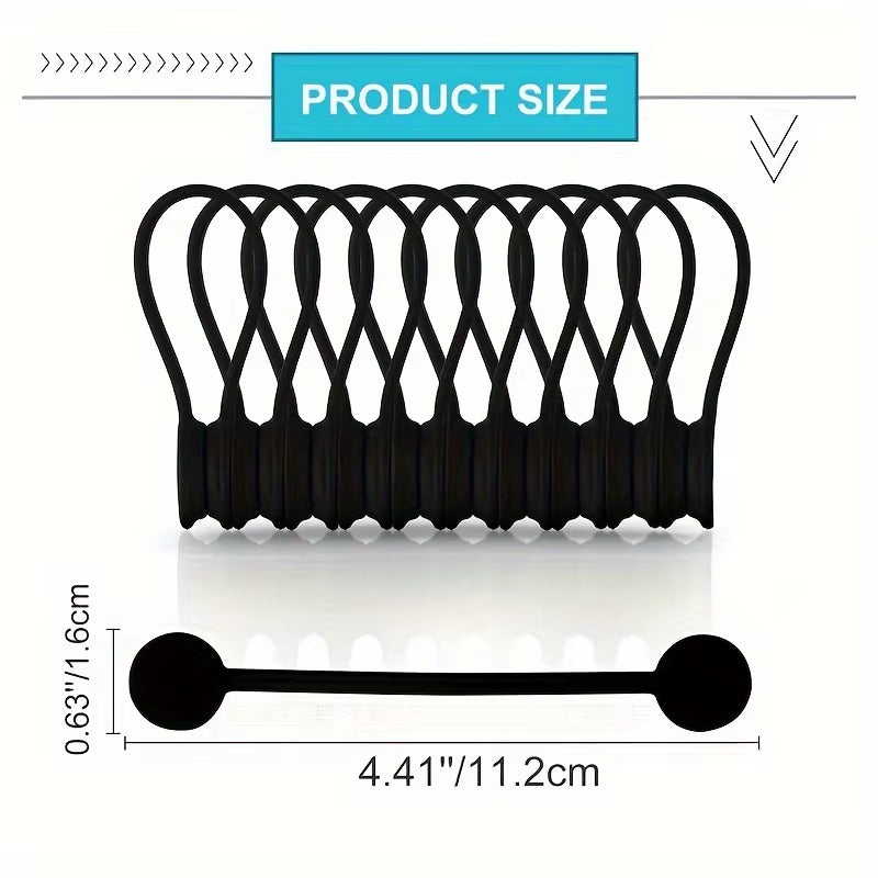10Pcs Magnetic Cable Clip - Black Magnetic Silicone Cable Organizer Cable Ties Reusable Cable Ties for Home, Kitchen, Office