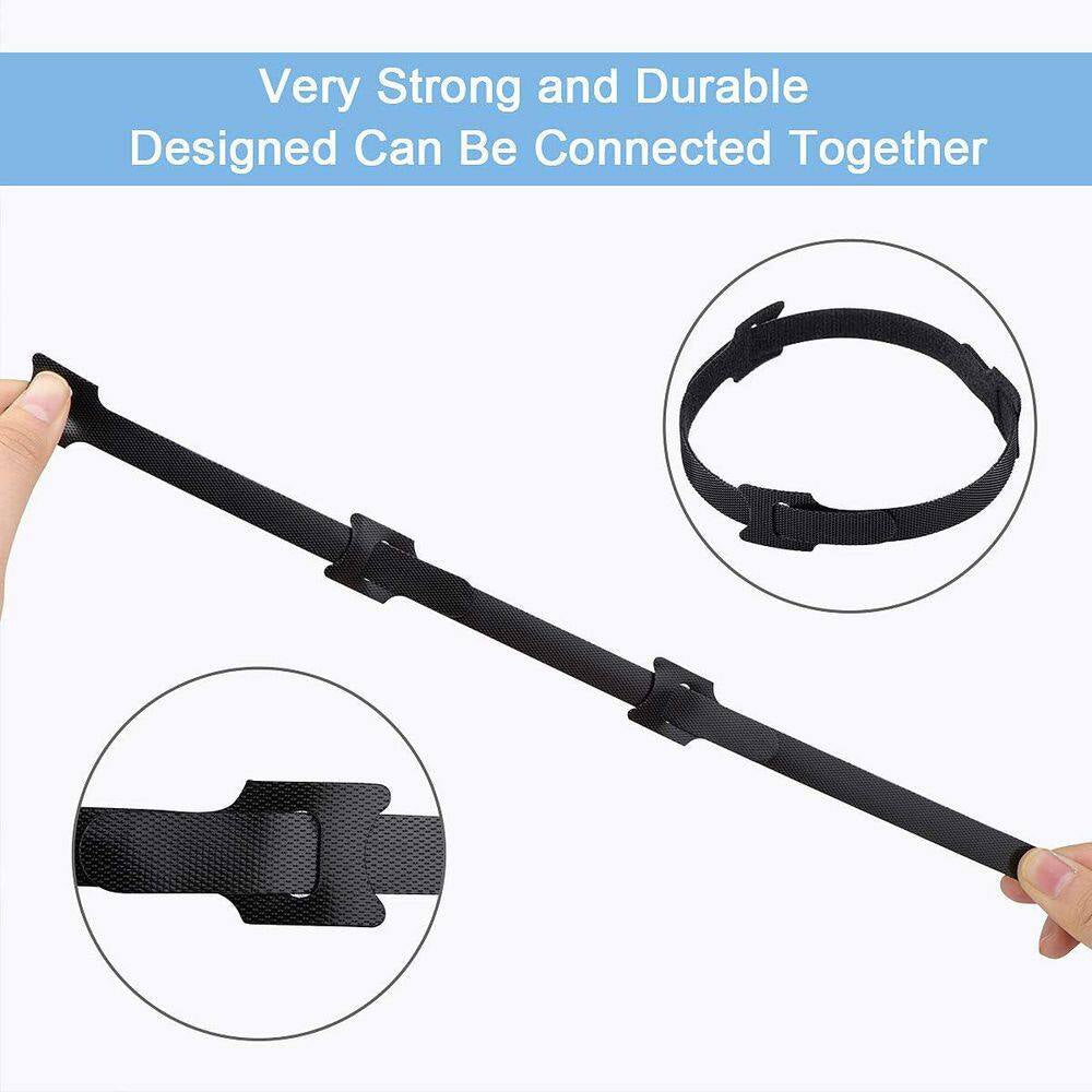 60-Piece 6 Inches Reusable Cable Ties Adjustable Cord Straps Cable Organizer Cord Wrap Hook Loop Black