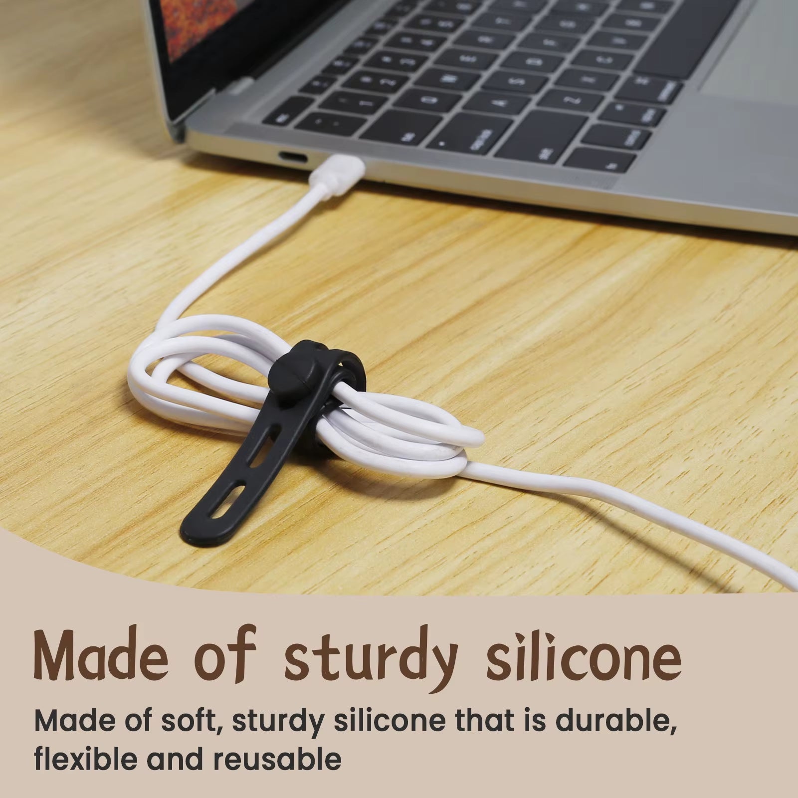 30Pcs Silicone Cable Ties Adjustable Cable Straps Cord Organizer Reusable Cable Management Organizer Fastening Cable Straps