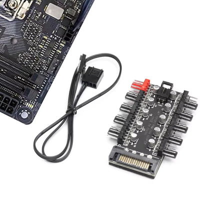 4Pin 10 Port PC Case Fan Hub PWM Controller SATA Power/Large 4P Splitter Motherboard Cooler Cooling Fan Cable