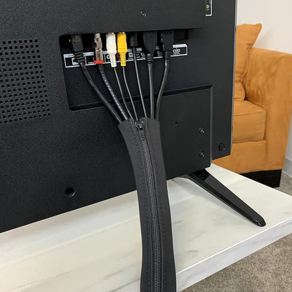 Zipper Cable Sleeve by - 24" X 4" (4-Pack) Black - Cord Organizer and Cable Pro