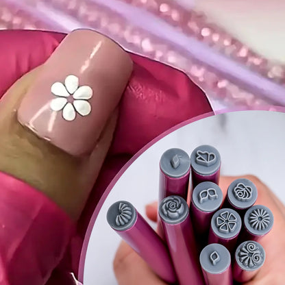 4/6/10Pcs Graffiti Drawing Nail Art Stamp Pen Set - DIY Nail Art Embellishment Flower Stamping Pens Nail Art Printing Templates