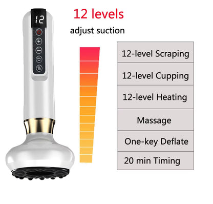 Electric Cupping Device 12/6 Level Vacuum Cupping Cans Rechargeable Scraping Cupping Cans Suction Massage Apparatus