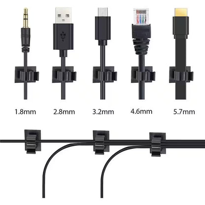Self Adhesive Nylon Wire Adjustable Cable Clips Black Strong Hold Cable Organizer Drop Wire Holder 30-Pack