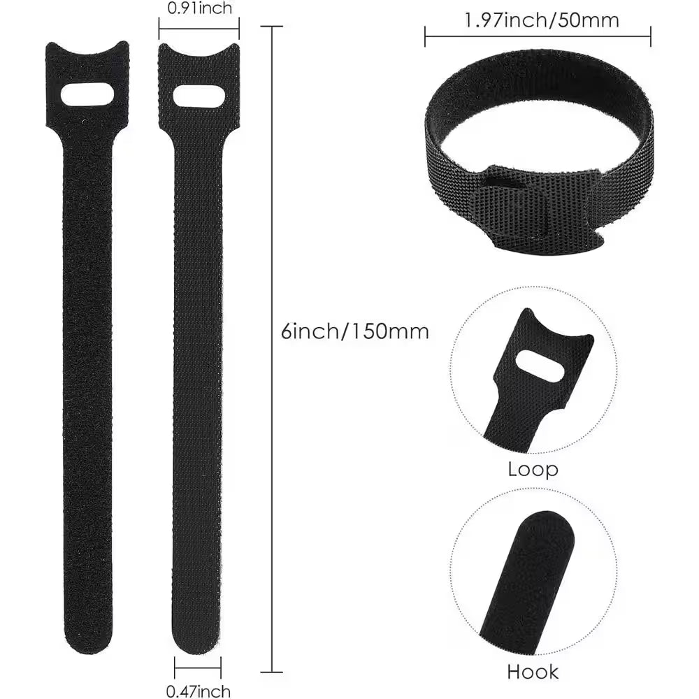 Reusable Cable Ties Wire Cord Organizer Adjustable Cable Management 120-Pieces Black