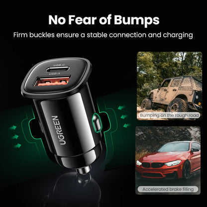 Car Charger 30W PD Quick Charge QC4.0 3.0 SCP Type C Fast USB Car Charger for Iphone 14 13 12 Xiaomi Mobile Phone Charger