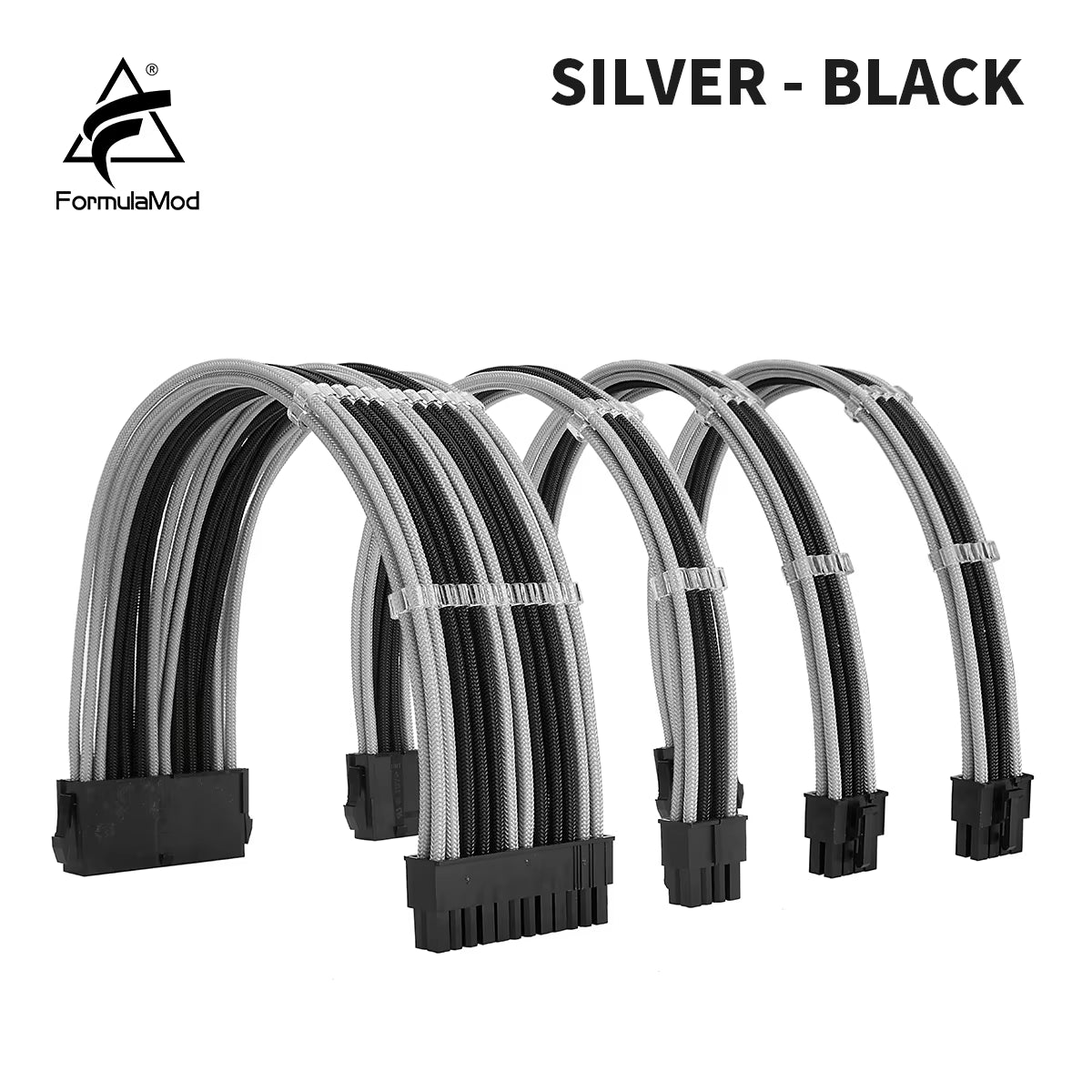 Formulamod NCK2 Series PSU Extension Cable Kit , Solid Color Cable Mix Combo 300Mm Atx24Pin Pci-E8Pin Cpu8Pin with Combs