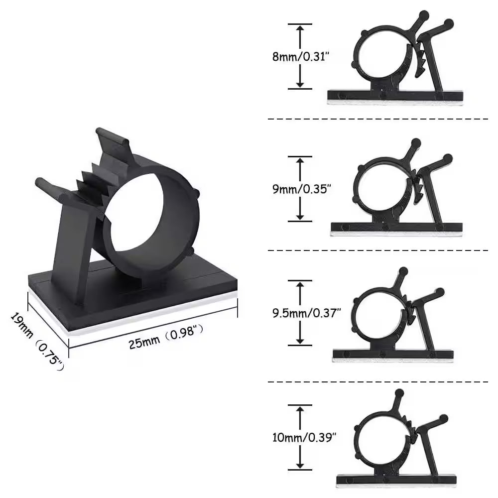 Self Adhesive Nylon Wire Adjustable Cable Clips Black Strong Hold Cable Organizer Drop Wire Holder 30-Pack