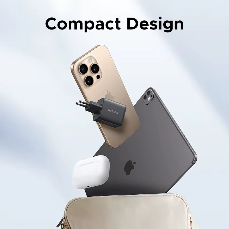 30W Gan Charger 3 Ports PD 3.0 USB C Charger for Iphone 17 16 15 Pro Samsung S25 Xiaomi Tablet Ipad Air Pro Phone Charger