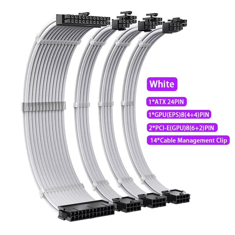 TEUCER TC-35 PSU Extension Cable Kit , Solid Color Cable Solid Combo 350Mm Atx24Pin Pci-E8Pin Cpu8Pin with Combs Power Cable