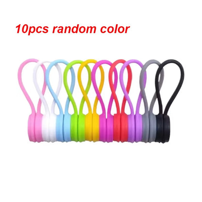 10Pcs Magnetic Cable Clip - Black Magnetic Silicone Cable Organizer Cable Ties Reusable Cable Ties for Home, Kitchen, Office