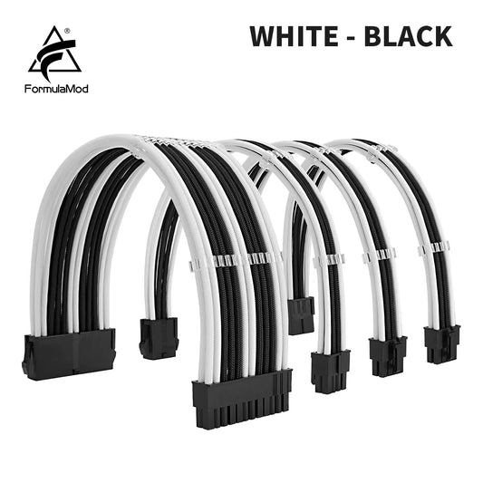 Formulamod NCK2 Series PSU Extension Cable Kit , Solid Color Cable Mix Combo 300Mm Atx24Pin Pci-E8Pin Cpu8Pin with Combs