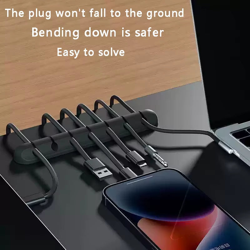 1Pc Self-Adhesive Cable Organizer for Easy Wire and Data Cable Management - 7 Hole Black Wire Clips and Network Cable Clamps