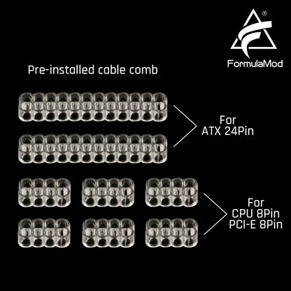 Formulamod NCK2 Series PSU Extension Cable Kit , Solid Color Cable Mix Combo 300Mm Atx24Pin Pci-E8Pin Cpu8Pin with Combs