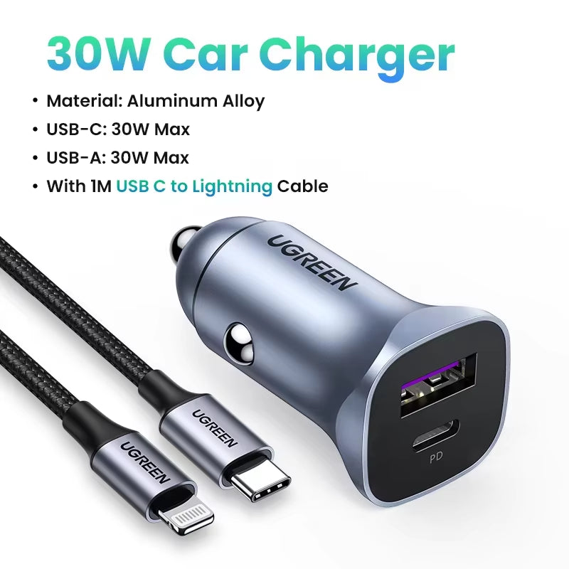 Car Charger Type C Fast USB Charger for Iphone 17 16 15 Xiaomi Car Charging Quick 4.0 3.0 Charge Mobile Phone PD Charger