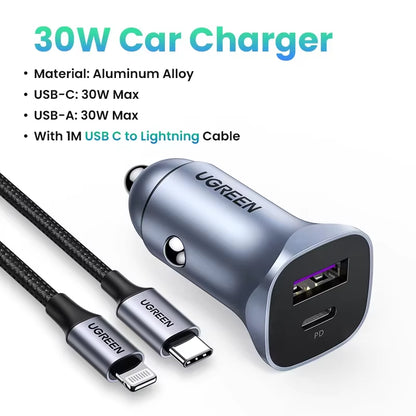 Car Charger Type C Fast USB Charger for Iphone 17 16 15 Xiaomi Car Charging Quick 4.0 3.0 Charge Mobile Phone PD Charger