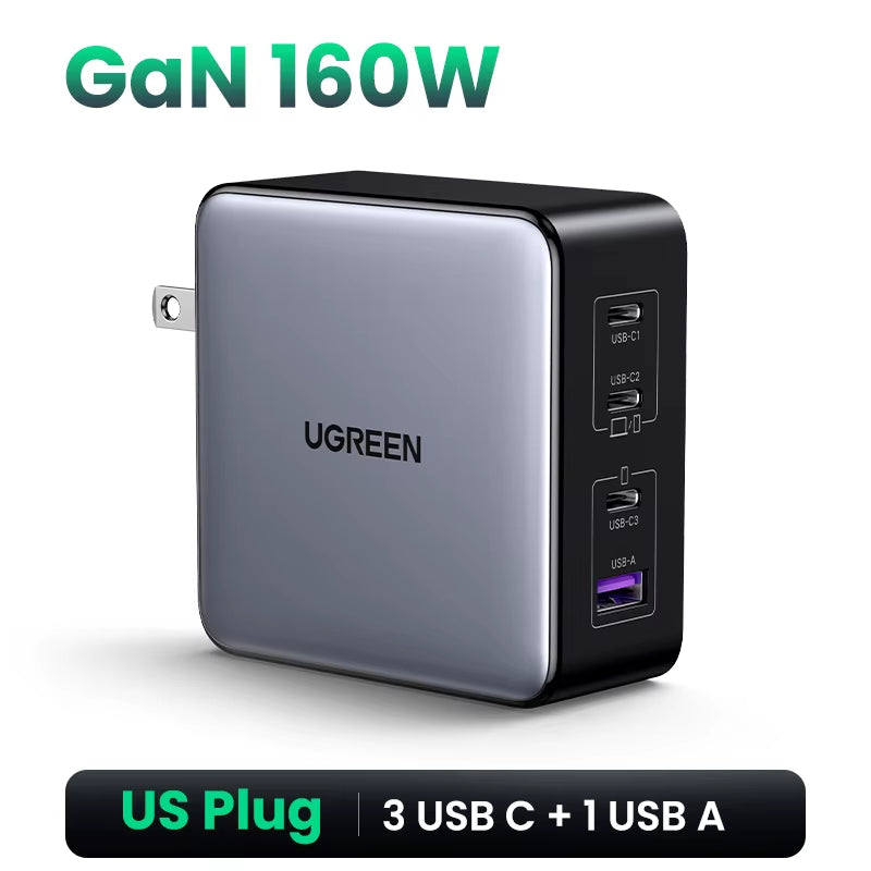 160W Gan Charger PD3.1 Type C for Macbook Pro Laptop USB Fast Charger QC4.0 3.0 Quick Charge for Iphone 17 Xiaomi Tablet