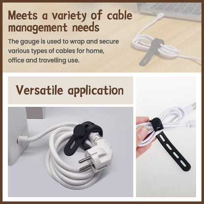 30Pcs Silicone Cable Ties Adjustable Cable Straps Cord Organizer Reusable Cable Management Organizer Fastening Cable Straps