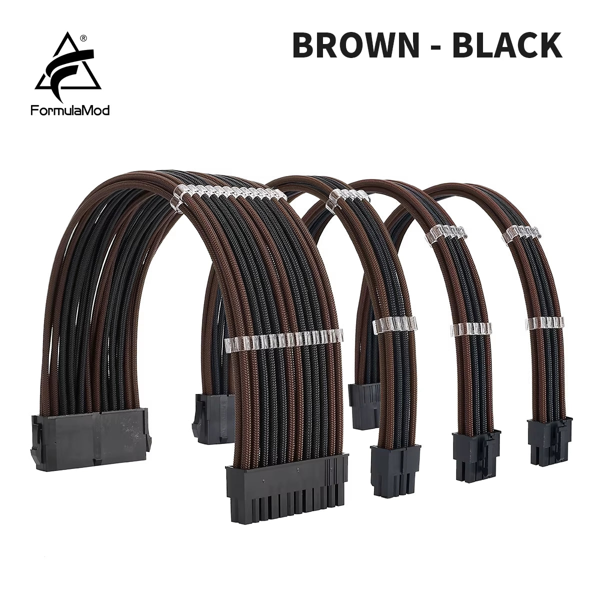Formulamod NCK2 Series PSU Extension Cable Kit , Solid Color Cable Mix Combo 300Mm Atx24Pin Pci-E8Pin Cpu8Pin with Combs