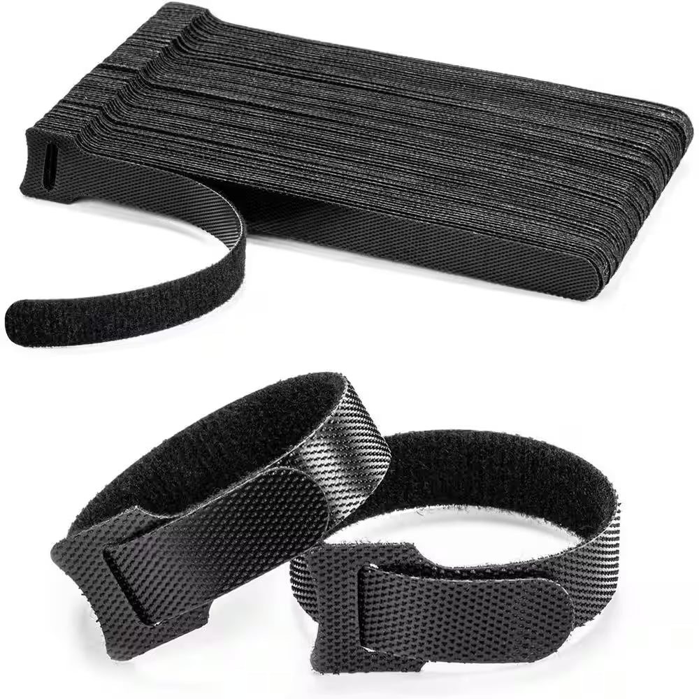 80PCS Reusable Cable Ties Black Adjustable 6-Inch Cord Organizer Hook Loop Cable Management for Home Office
