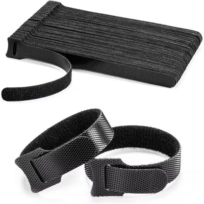 80PCS Reusable Cable Ties Black Adjustable 6-Inch Cord Organizer Hook Loop Cable Management for Home Office