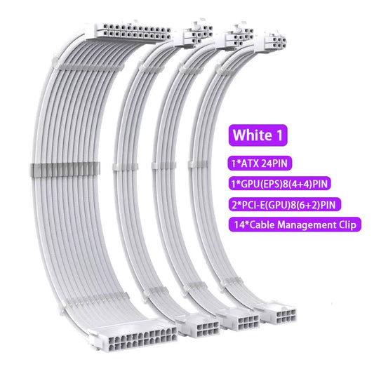 TEUCER TC-35 PSU Extension Cable Kit , Solid Color Cable Solid Combo 350Mm Atx24Pin Pci-E8Pin Cpu8Pin with Combs Power Cable