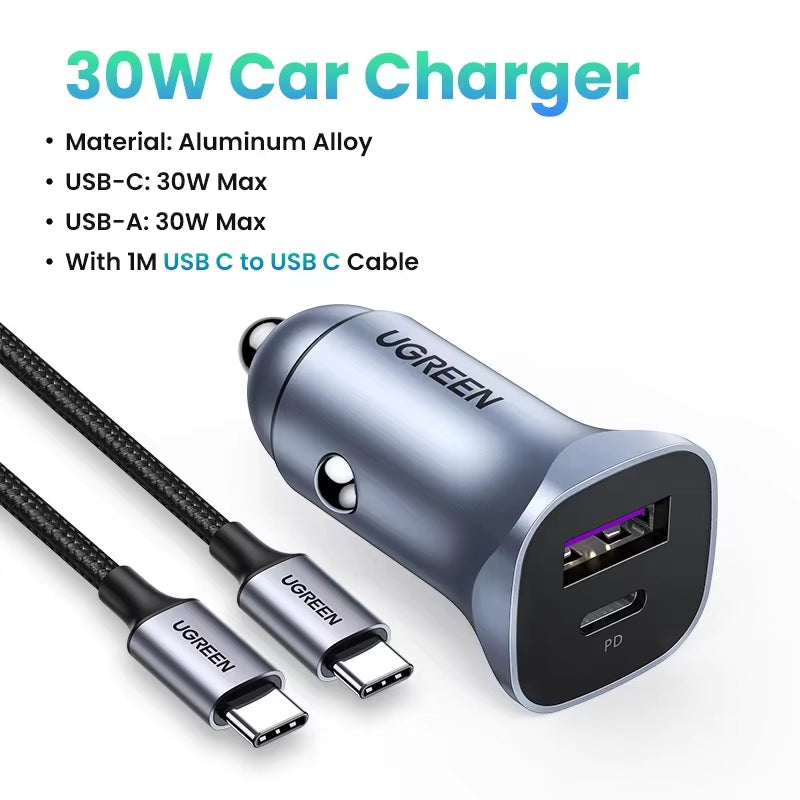 Car Charger Type C Fast USB Charger for Iphone 17 16 15 Xiaomi Car Charging Quick 4.0 3.0 Charge Mobile Phone PD Charger