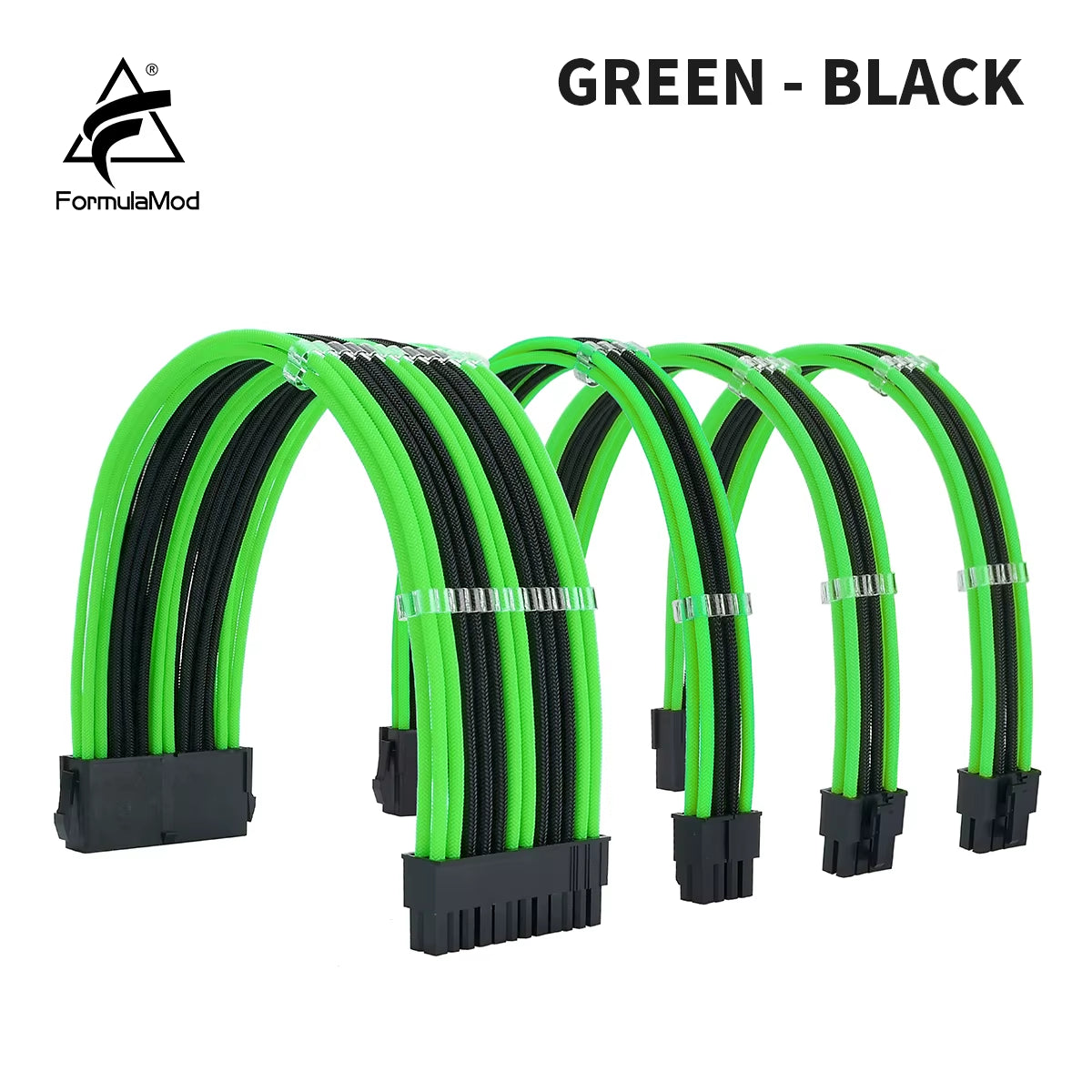 Formulamod NCK2 Series PSU Extension Cable Kit , Solid Color Cable Mix Combo 300Mm Atx24Pin Pci-E8Pin Cpu8Pin with Combs