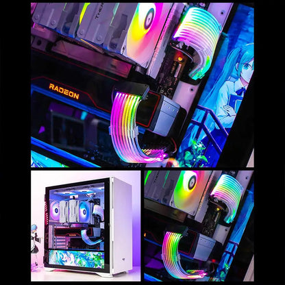 ARGB PSU Power Supply Extension Cable 24 Pin Motherboard Extension Cable Graphics Card 8-Pin 6+2Pin RGB Glow Extension Cable