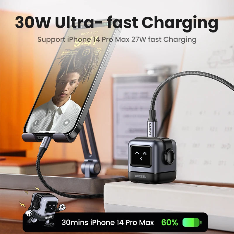 【NEW Sale】 30W Gan Charger Robot Design PD Fast Charger PPS PD3.0 for Iphone 15 14 Fast Charge for Xiaomi Samsung Tablets